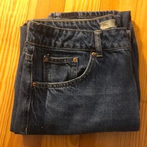 Dark Blue Topshop Mom Jeans with Navy Detailing